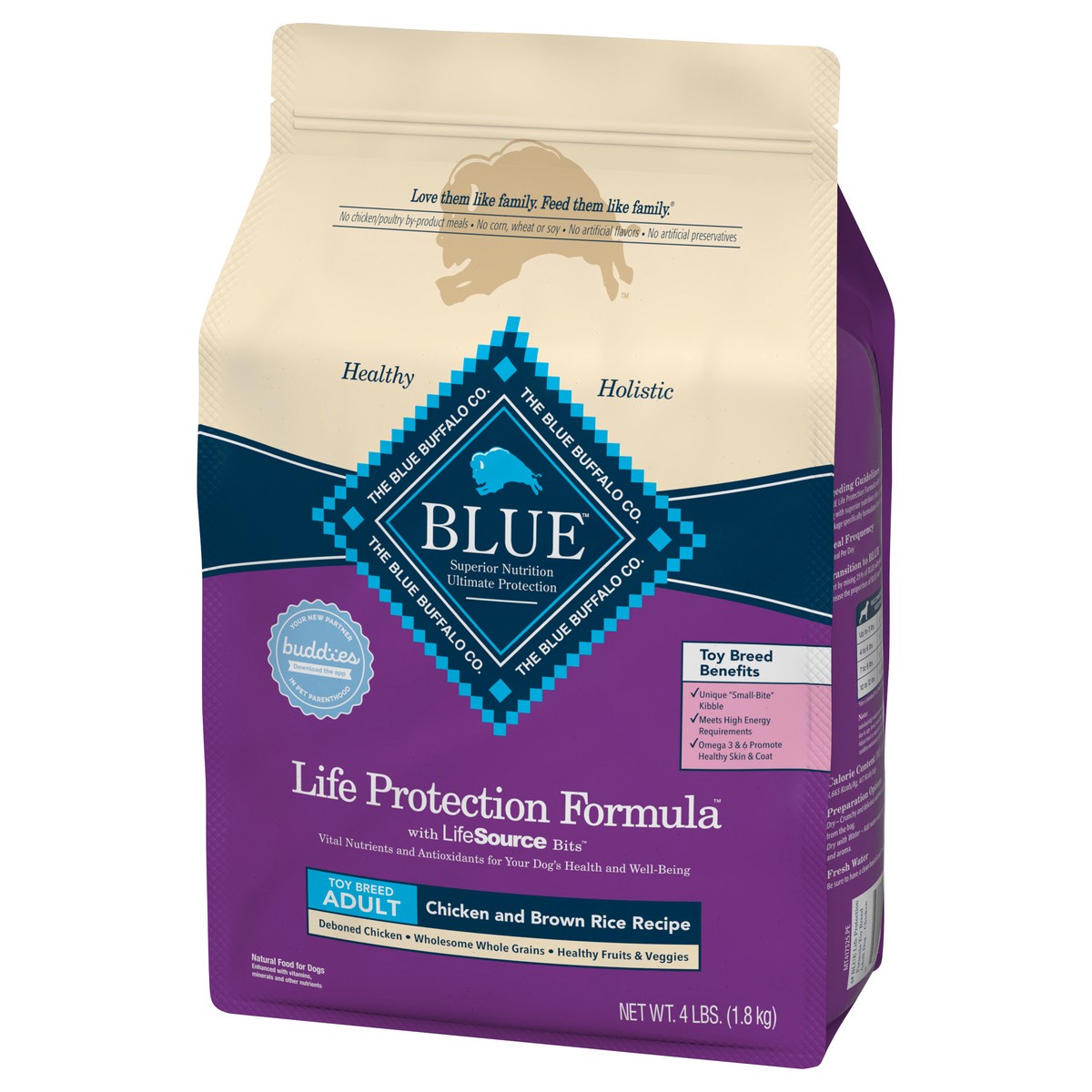 slide 2 of 8, Blue Buffalo Life Protection Formula Natural Adult Toy Breed Dry Dog Food, Chicken and Brown Rice 4-lb, 4 lb