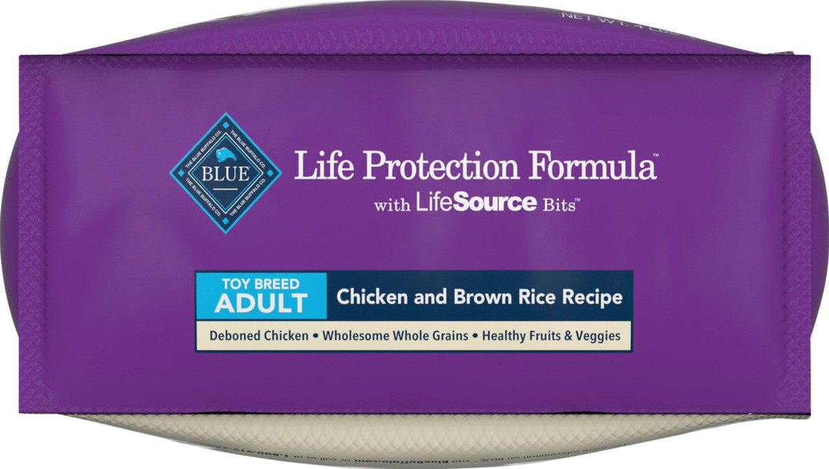 slide 4 of 8, Blue Buffalo Life Protection Formula Natural Adult Toy Breed Dry Dog Food, Chicken and Brown Rice 4-lb, 4 lb