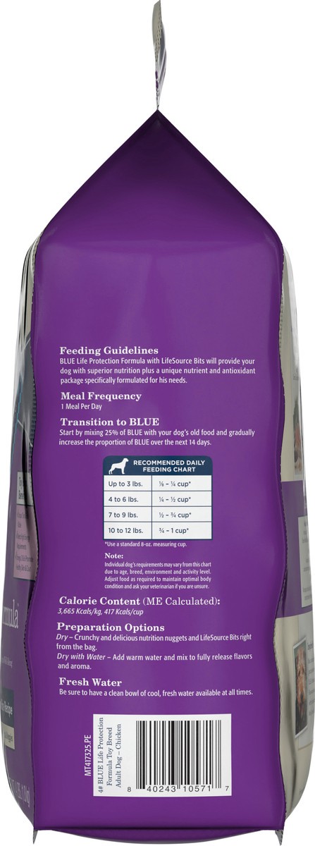 slide 8 of 8, Blue Buffalo Life Protection Formula Natural Adult Toy Breed Dry Dog Food, Chicken and Brown Rice 4-lb, 4 lb