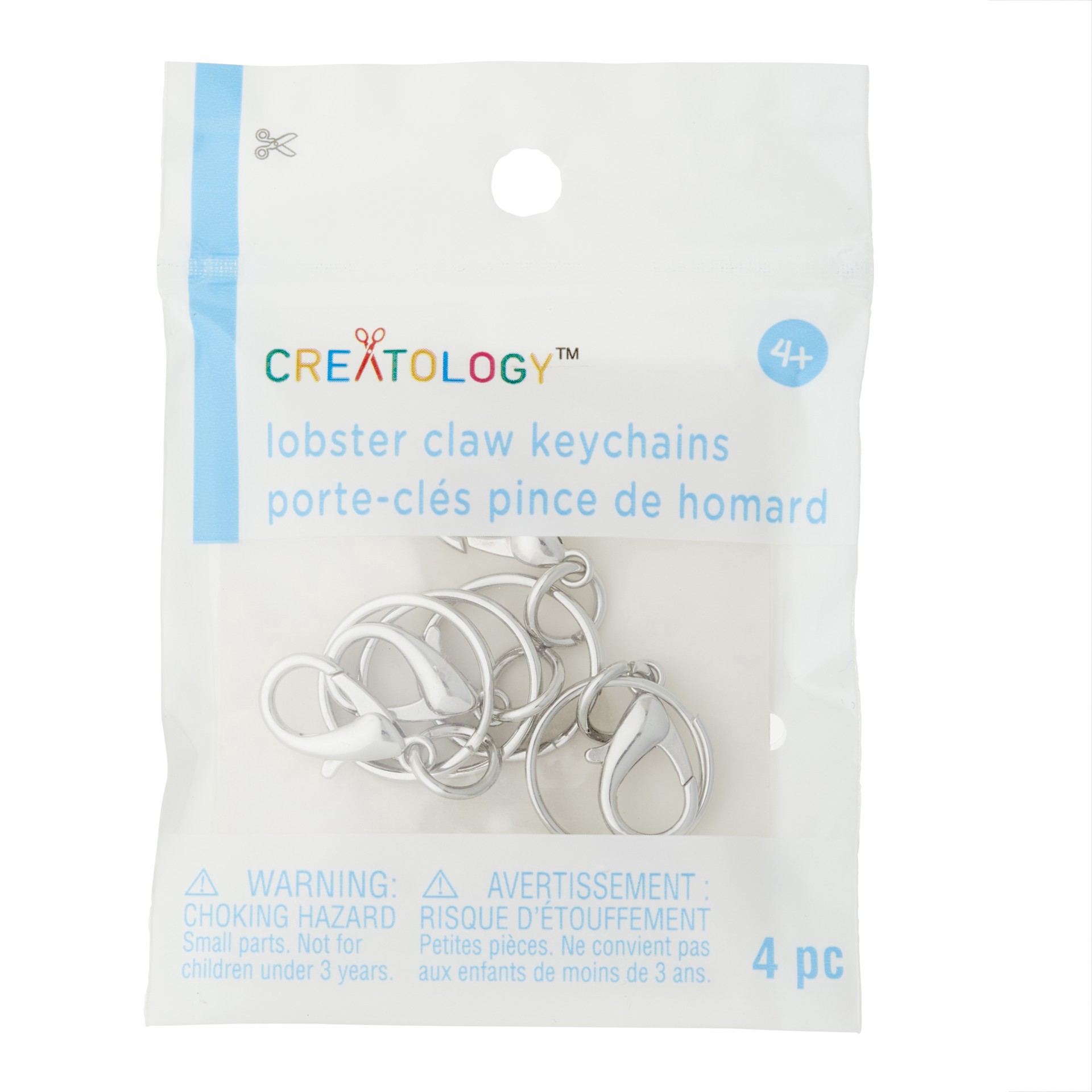 slide 2 of 3, Rhodium Lobster Claw Key Rings By Creatology, 4 ct total
