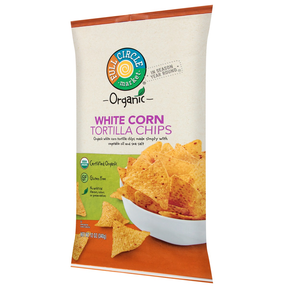 slide 3 of 9, Full Circle Market Organic White Corn Tortilla Chips 12 oz, 12 oz