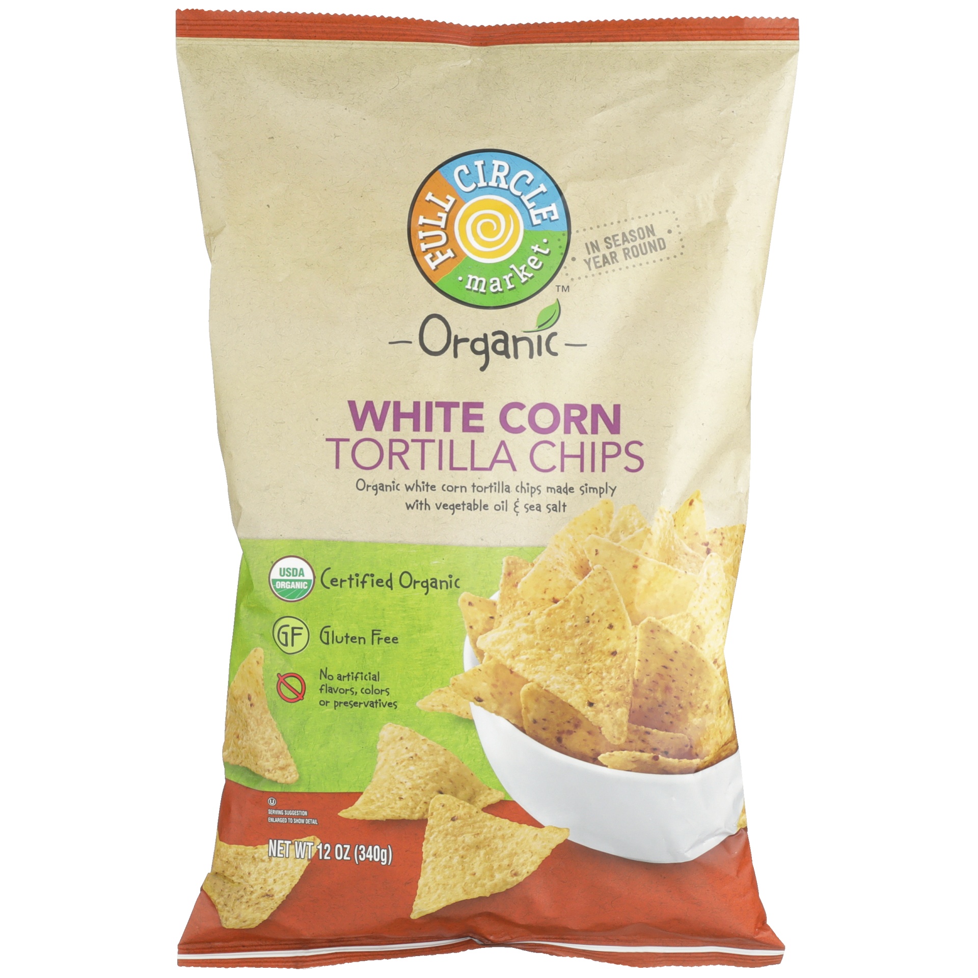 slide 1 of 6, Full Circle Market Organic White Corn Tortilla Chips, 12 oz