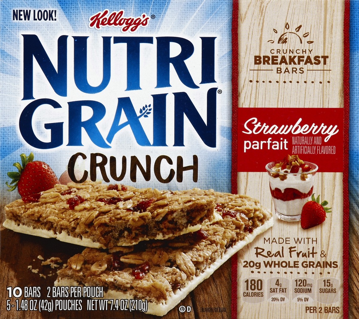 slide 5 of 6, Kellogg's Nutri Grain Crunch Strawberry Parfait Breakfast Bars 10 ct Box, 5 ct; 1.48 oz