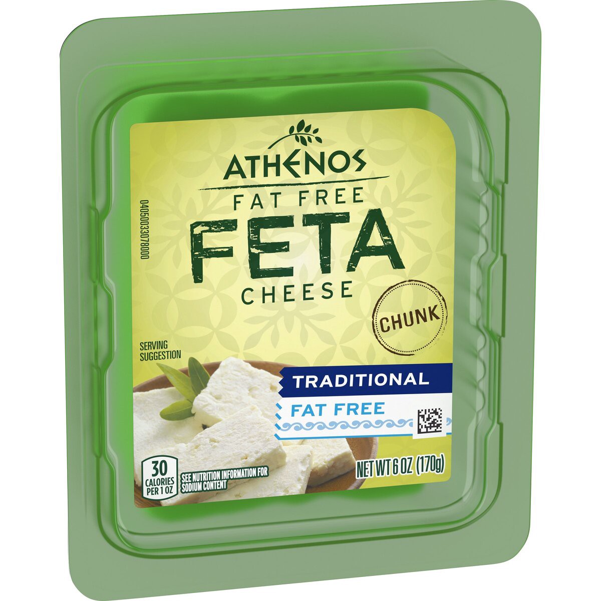 slide 2 of 8, Athenos Traditional Fat Free Feta Cheese Chunk, 6 oz Tub, 