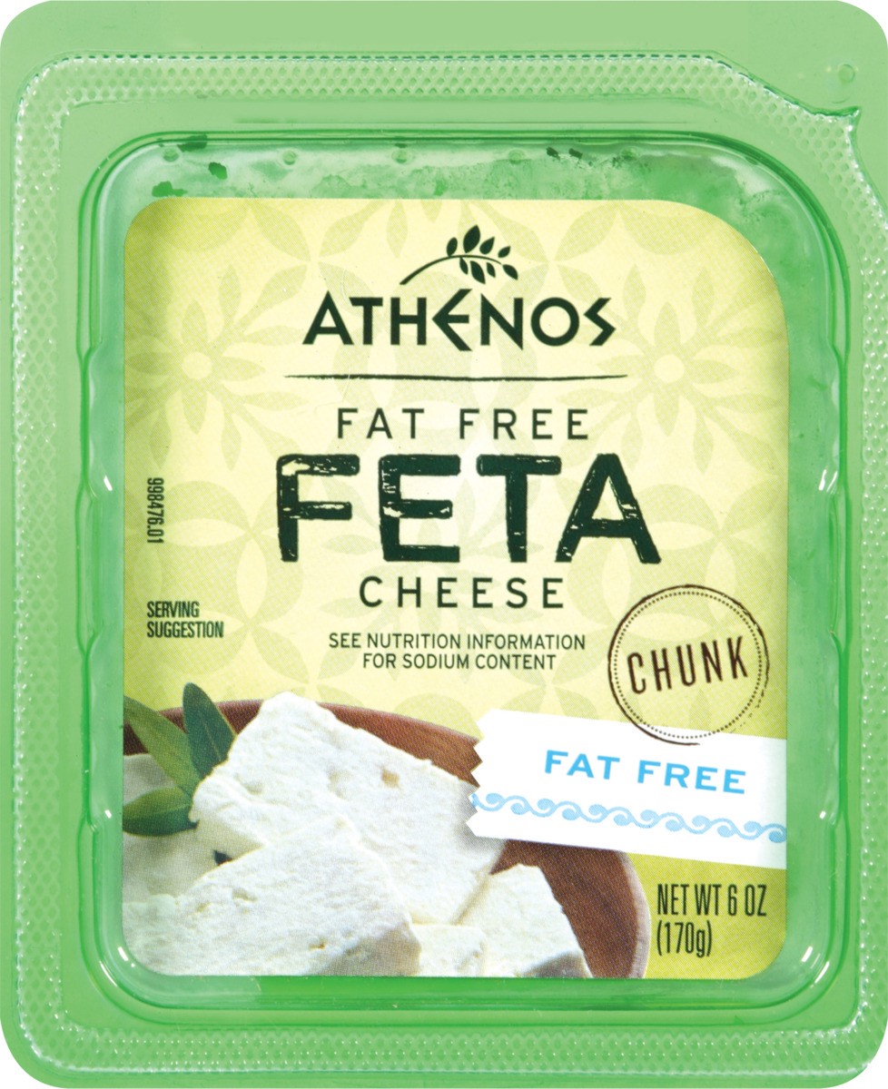 slide 7 of 8, Athenos Traditional Fat Free Feta Cheese Chunk, 6 oz Tub, 