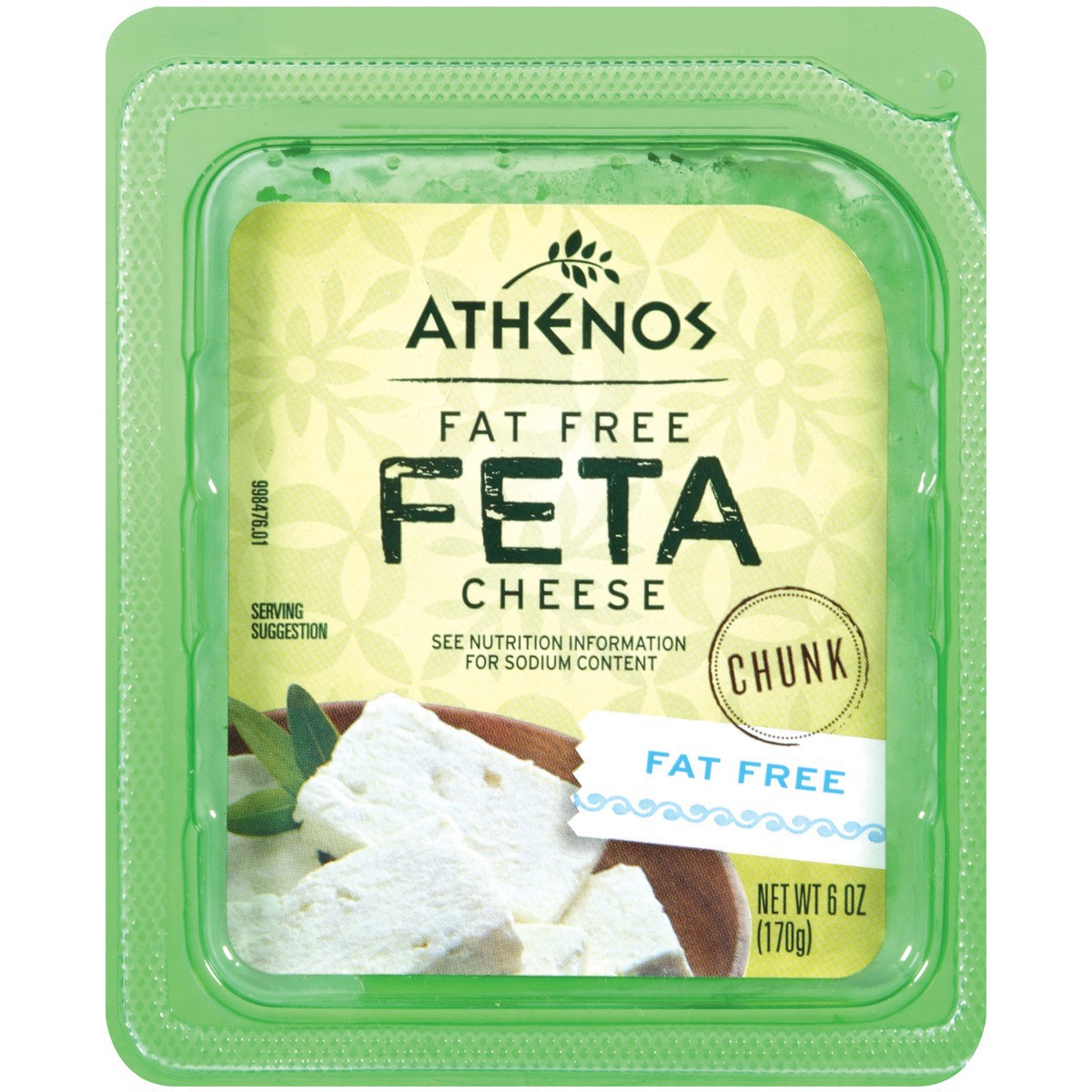 slide 1 of 8, Athenos Traditional Fat Free Feta Cheese Chunk, 6 oz Tub, 