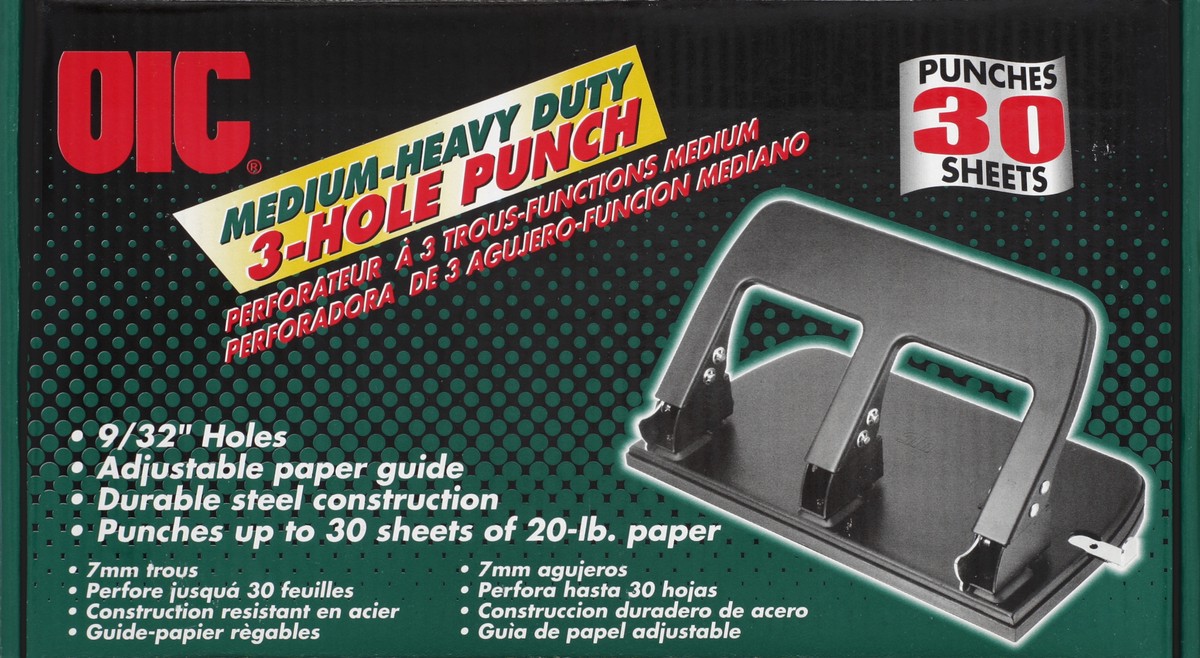 slide 4 of 4, OfficeMate Oic Heavy-Duty 3-Hole Punch, 1 ct