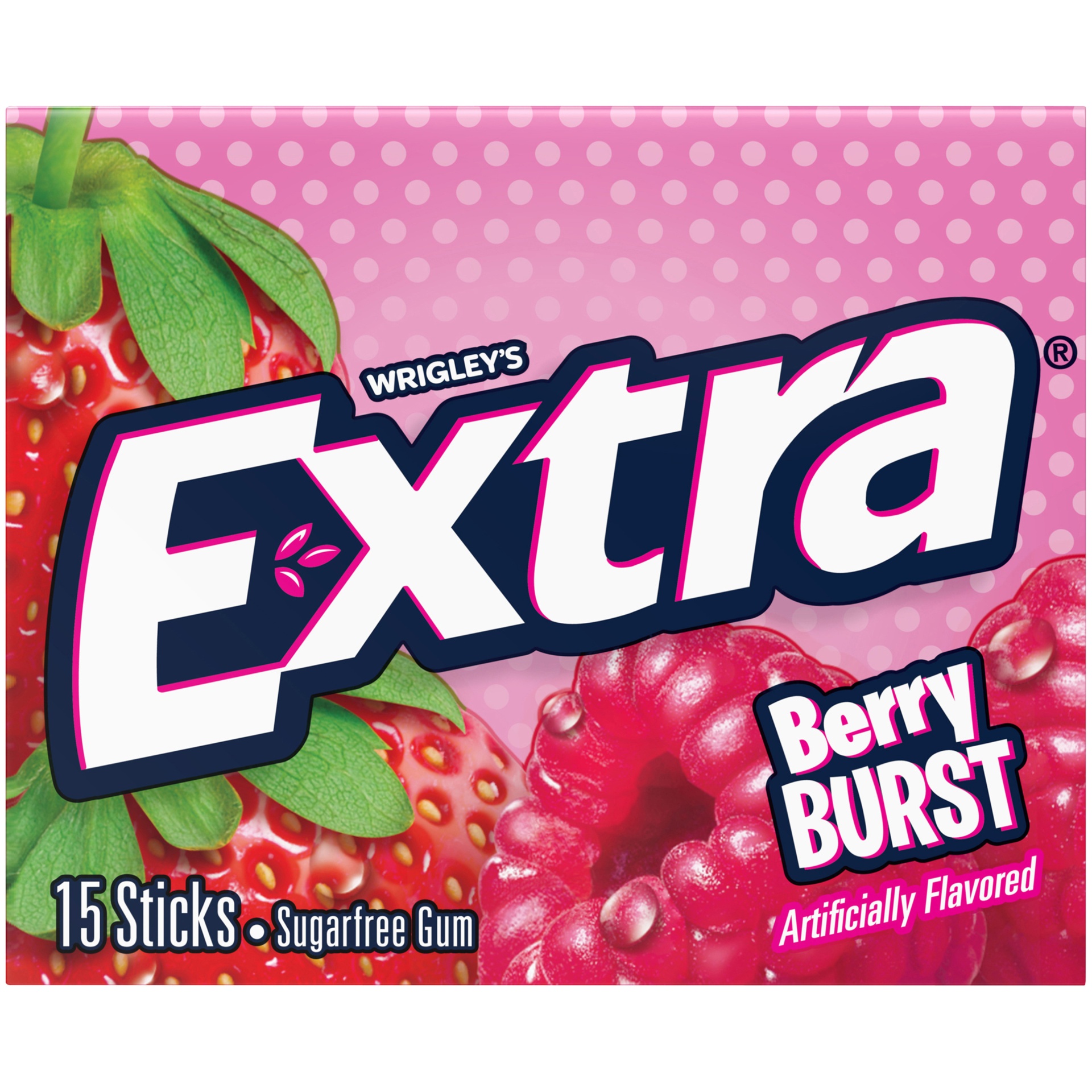 slide 1 of 6, Extra Berry Burst Sugarfree Gum, single pack, 15 pc