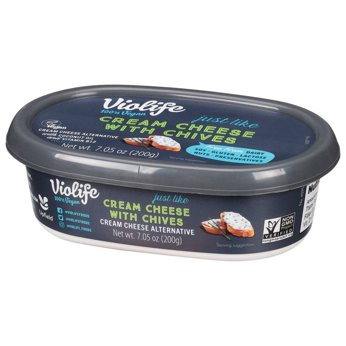 slide 3 of 11, Violife Just like Cream Cheese - with Chives, Dairy-Free Vegan 7.05 oz Tub, 7.05 oz