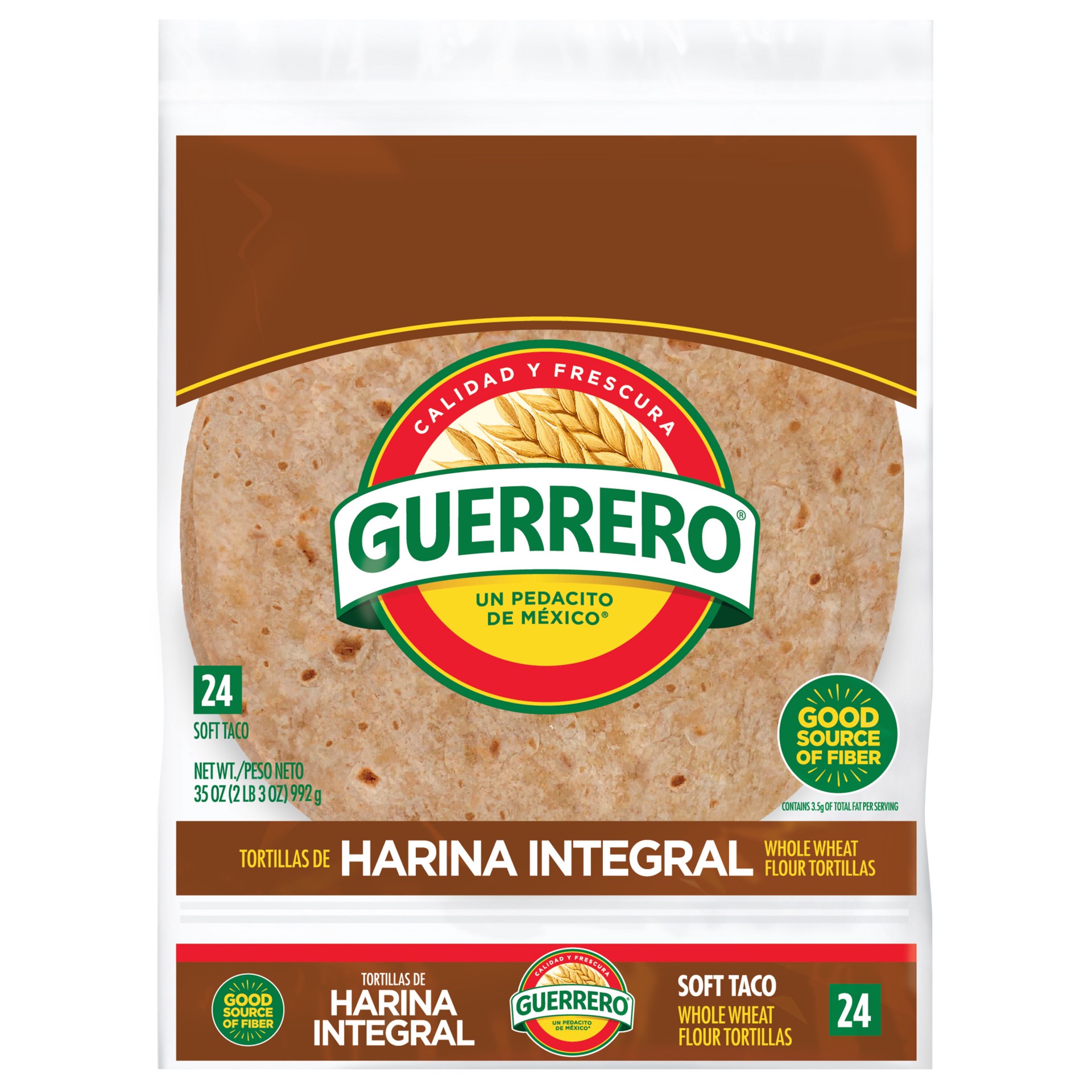 slide 1 of 5, Guerrero 100% Whole Wheat Tortillas, Soft Taco Size, 24 Count, 24 ct