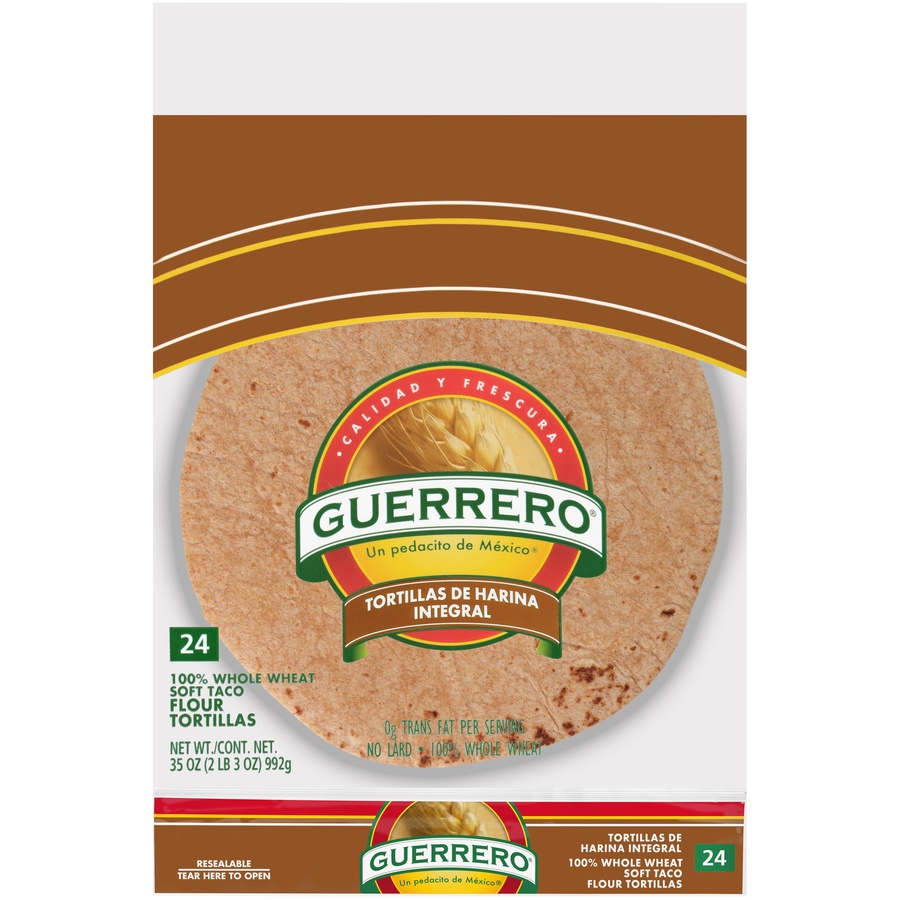 slide 1 of 6, Guerrero 100% Whole Wheat Tortillas, 24 ct