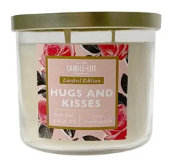 Candle-Lite Hugs And Kisses 3-Wick Candle - White