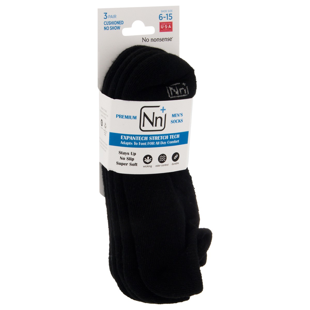 slide 2 of 4, Nn+ Mens Shoe Size 6-15 Premium Black Men's Socks 3 ea, 3 ct