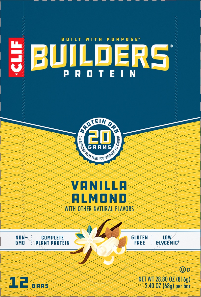 slide 6 of 10, CLIF Builder's Vanilla Almond Protein Bar, 12 ct; 2.4 oz