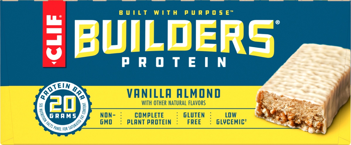 slide 9 of 10, CLIF Builder's Vanilla Almond Protein Bar, 12 ct; 2.4 oz