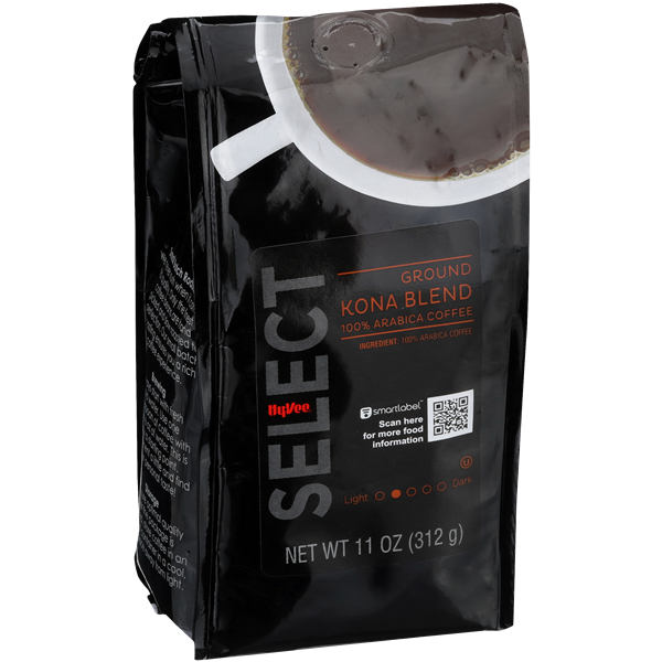 slide 1 of 1, Hy-vee Select Medium Light Roast Kona Blend 100% Arabica Ground Coffee - 11 oz, 11 oz