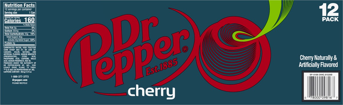 slide 7 of 7, Dr Pepper Cherry Soda - 12 ct; 12 fl oz, 12 ct; 12 fl oz