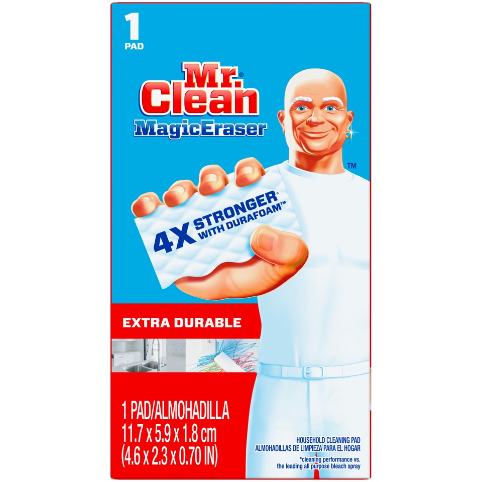 slide 1 of 1, Mr. Clean Extra Durable Magic Eraser, 4.6 in x 2.3 in x 0.7 in