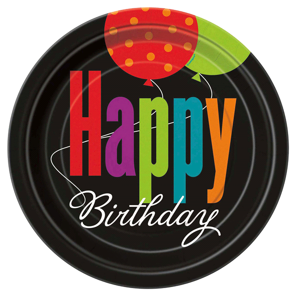 slide 1 of 1, Unique Industries Birthday Cheer Plates, 8 ct