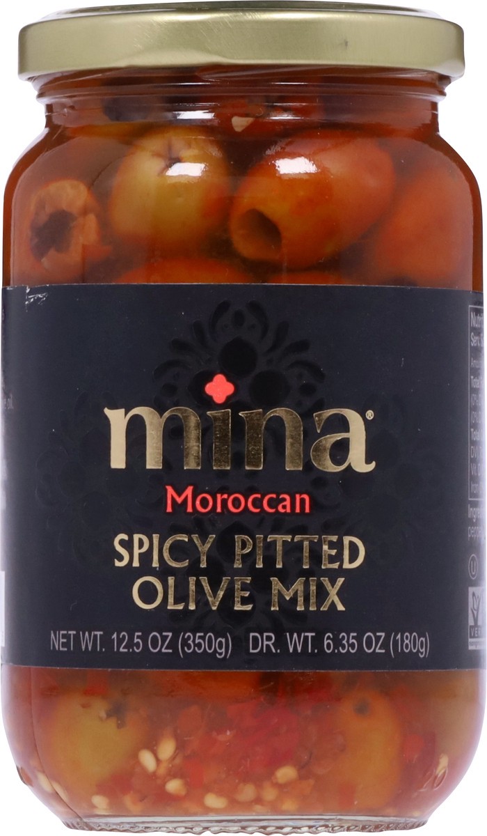 slide 7 of 14, Mina Moroccan Spicy Pitted Olive Mix 12.5 oz, 12.5 oz
