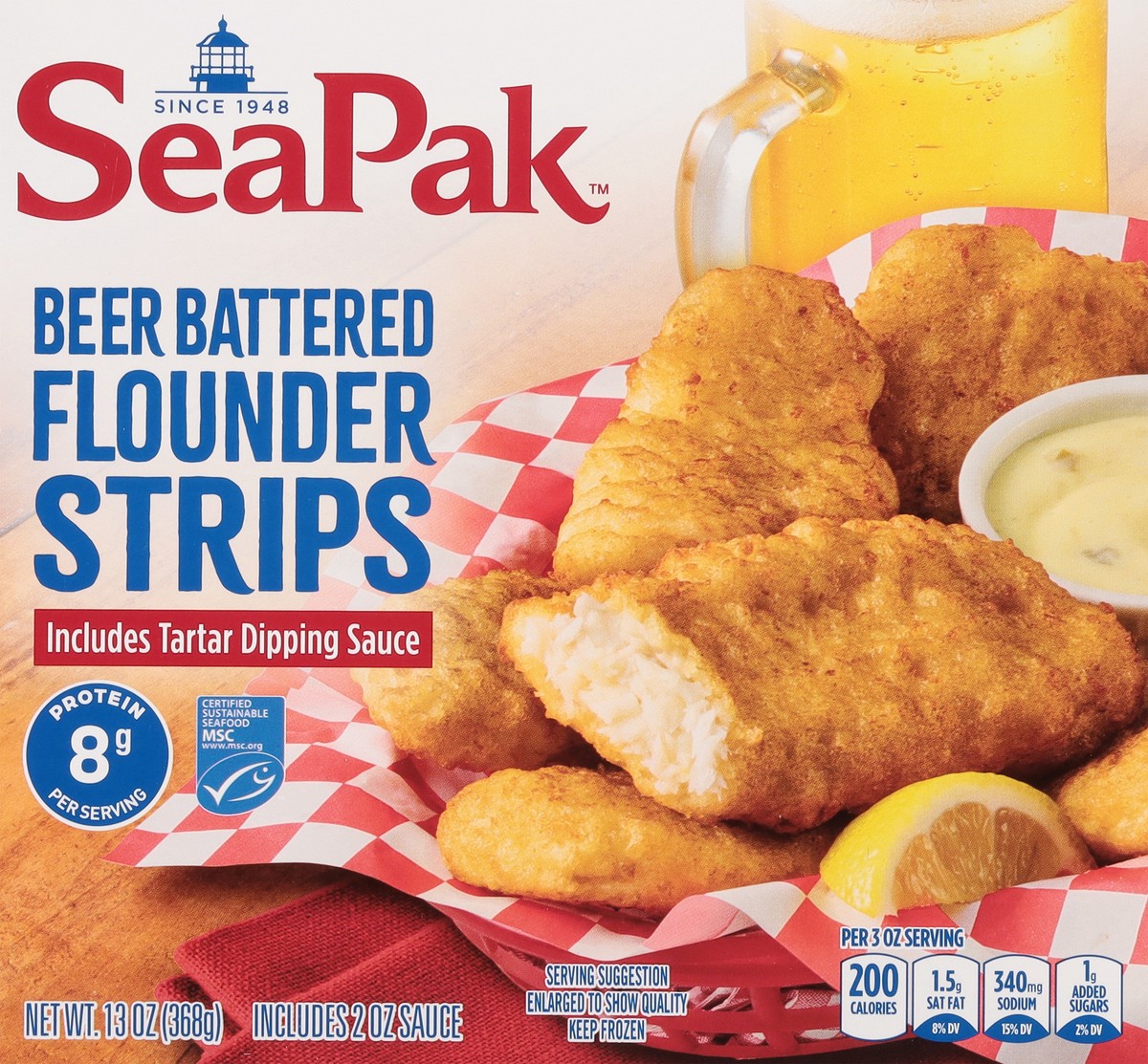 slide 5 of 14, SeaPak Beer Battered Flounder Strips 13 oz, 13 oz