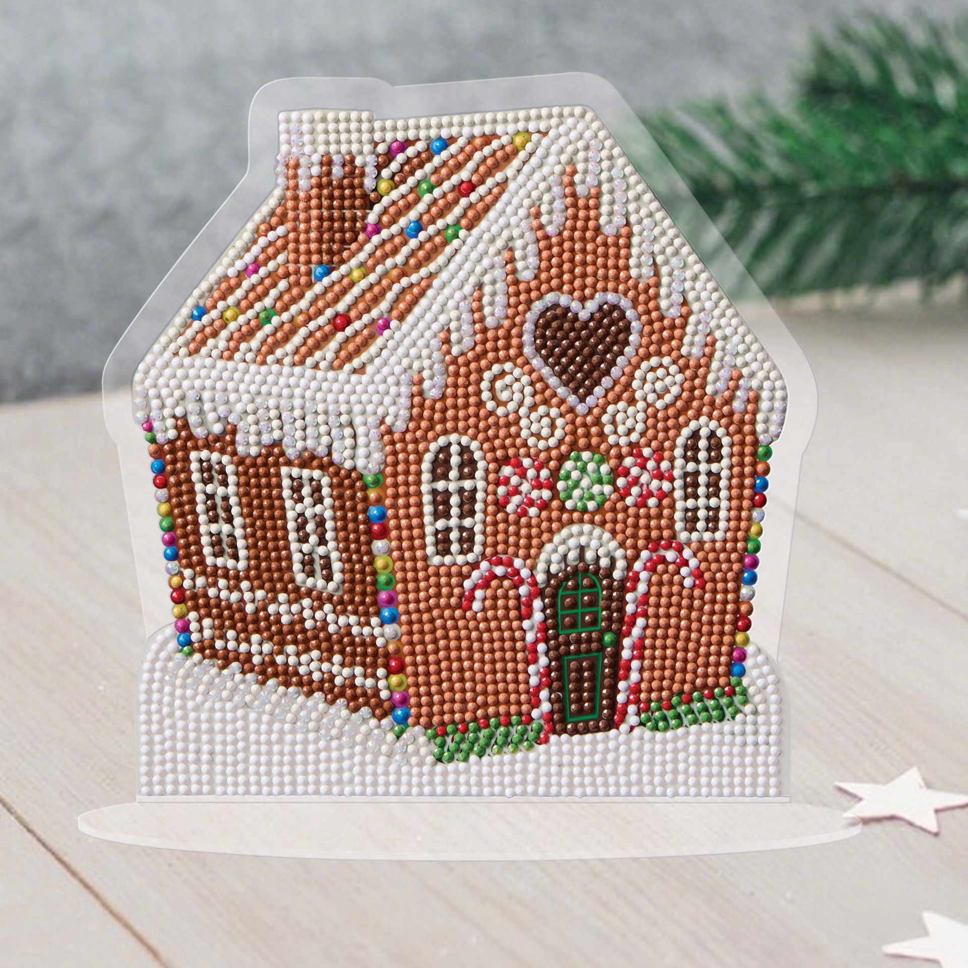 slide 4 of 4, 8" X 7.75" Gingerbread Diamond Art Table Topper Kit By Make Market, 8 in x 7.75 in