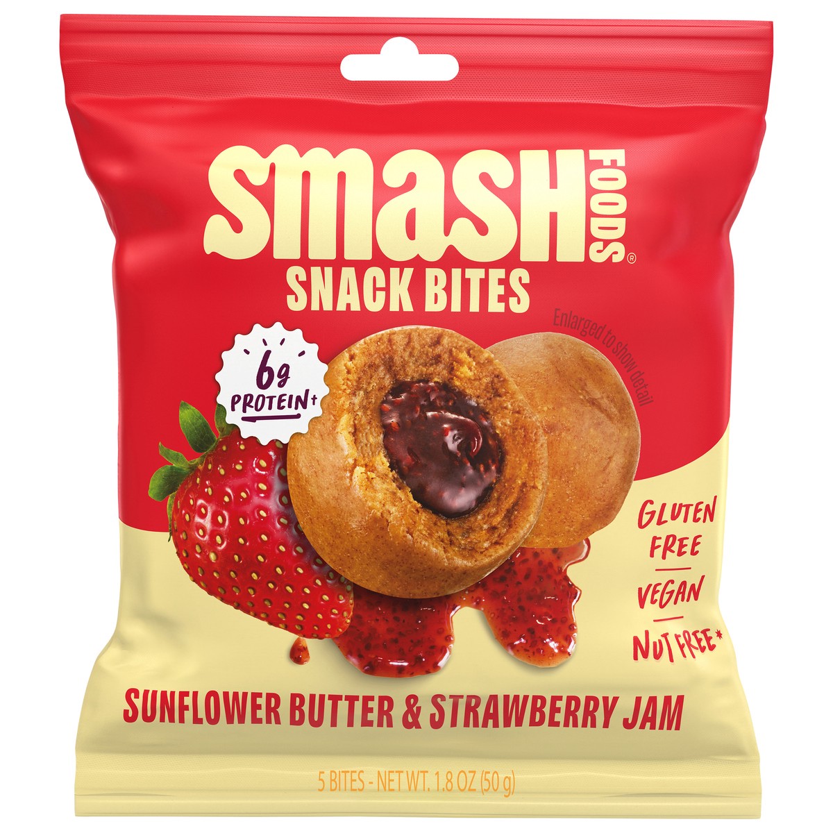 slide 1 of 9, Smash Foods Smash Sunflower Butter & Strawberry Jam Bites, 5 ct
