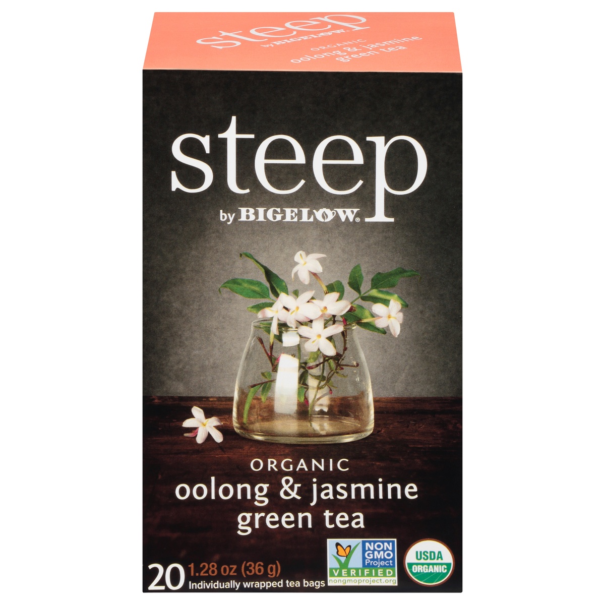 slide 1 of 7, Bigelow steep Organic Oolong Green Jasmine Tea, 20 ct
