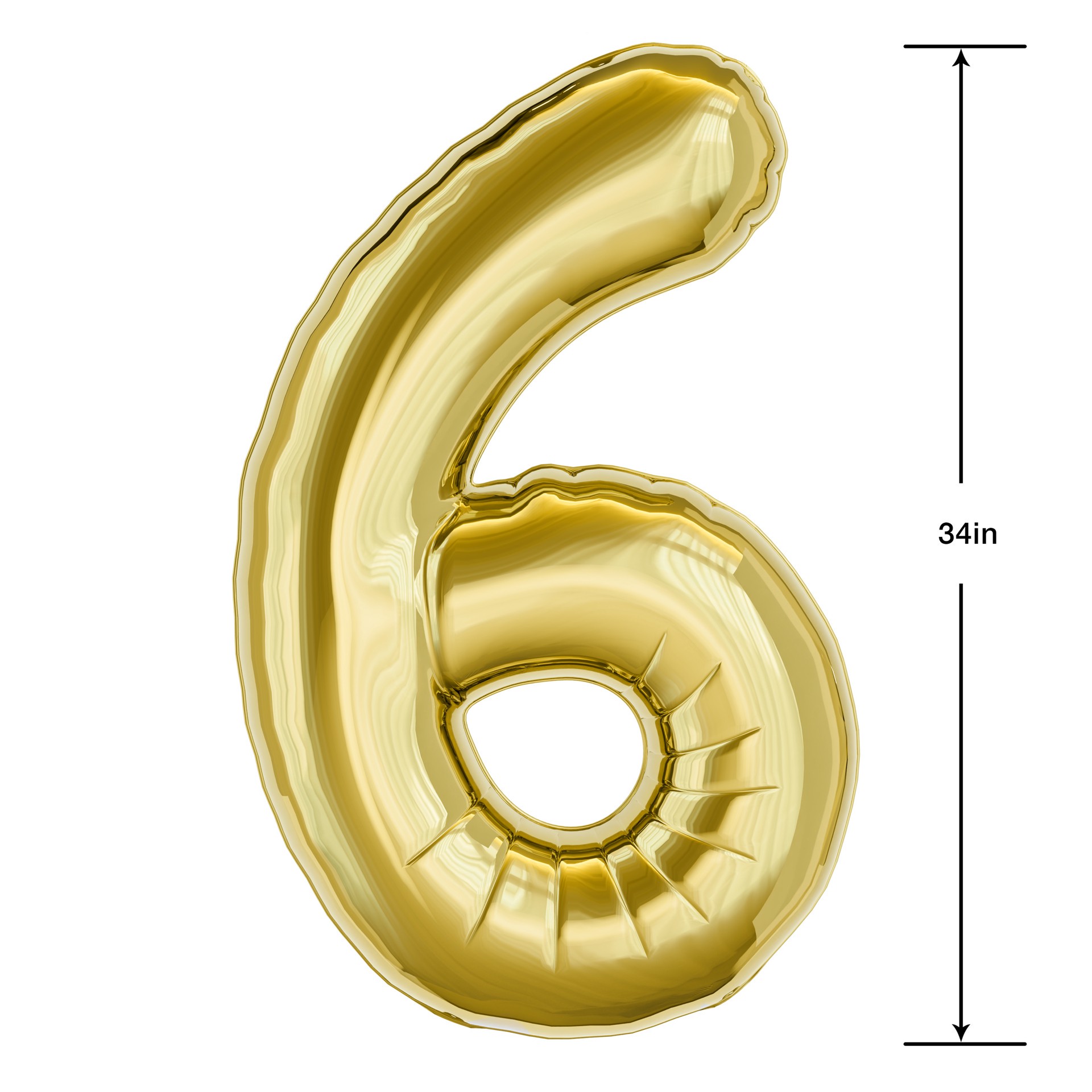 slide 2 of 3, American Greetings Large Gold Foil Number '6' Balloon, 1 ct