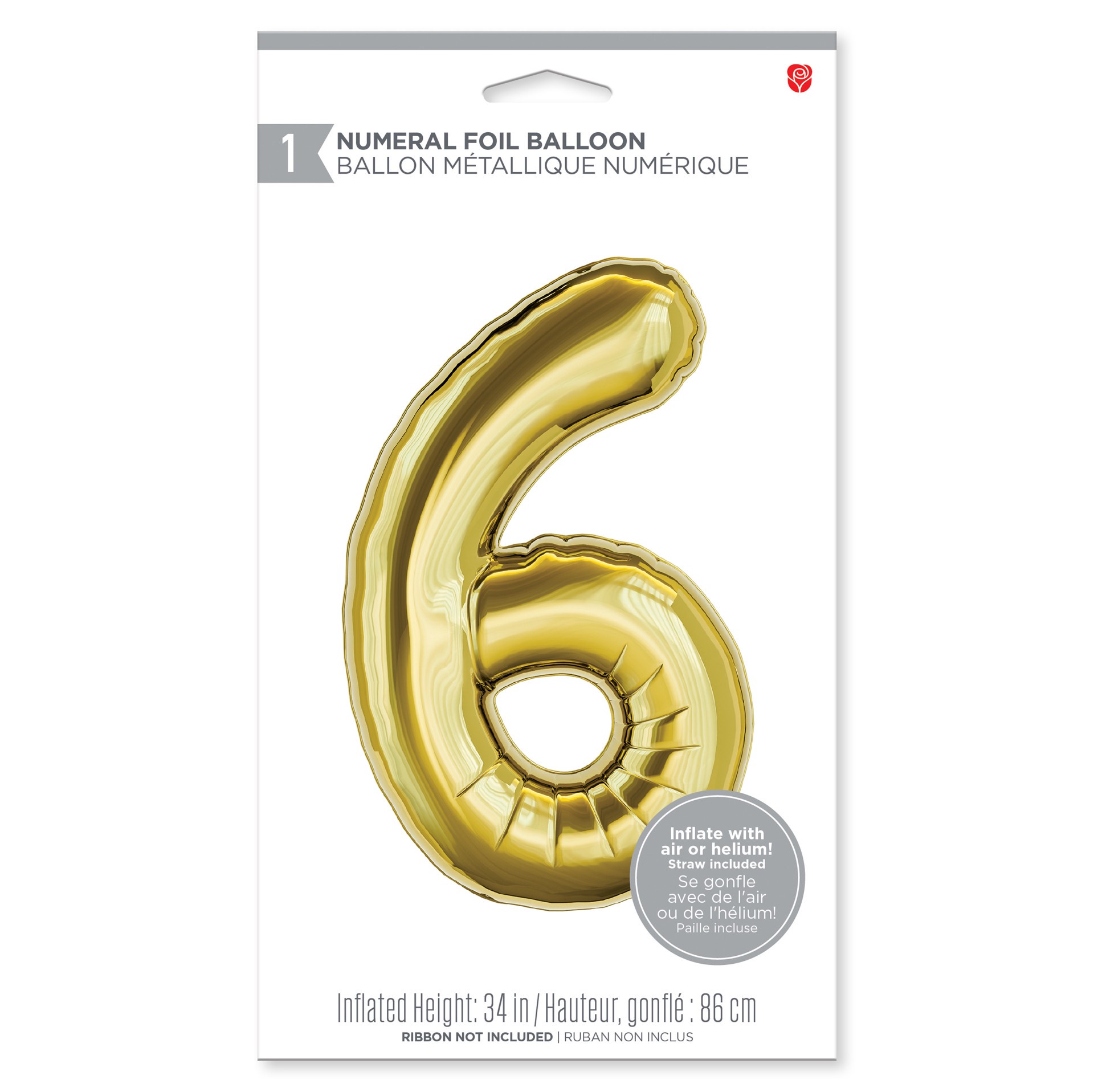 slide 3 of 3, American Greetings Large Gold Foil Number '6' Balloon, 1 ct