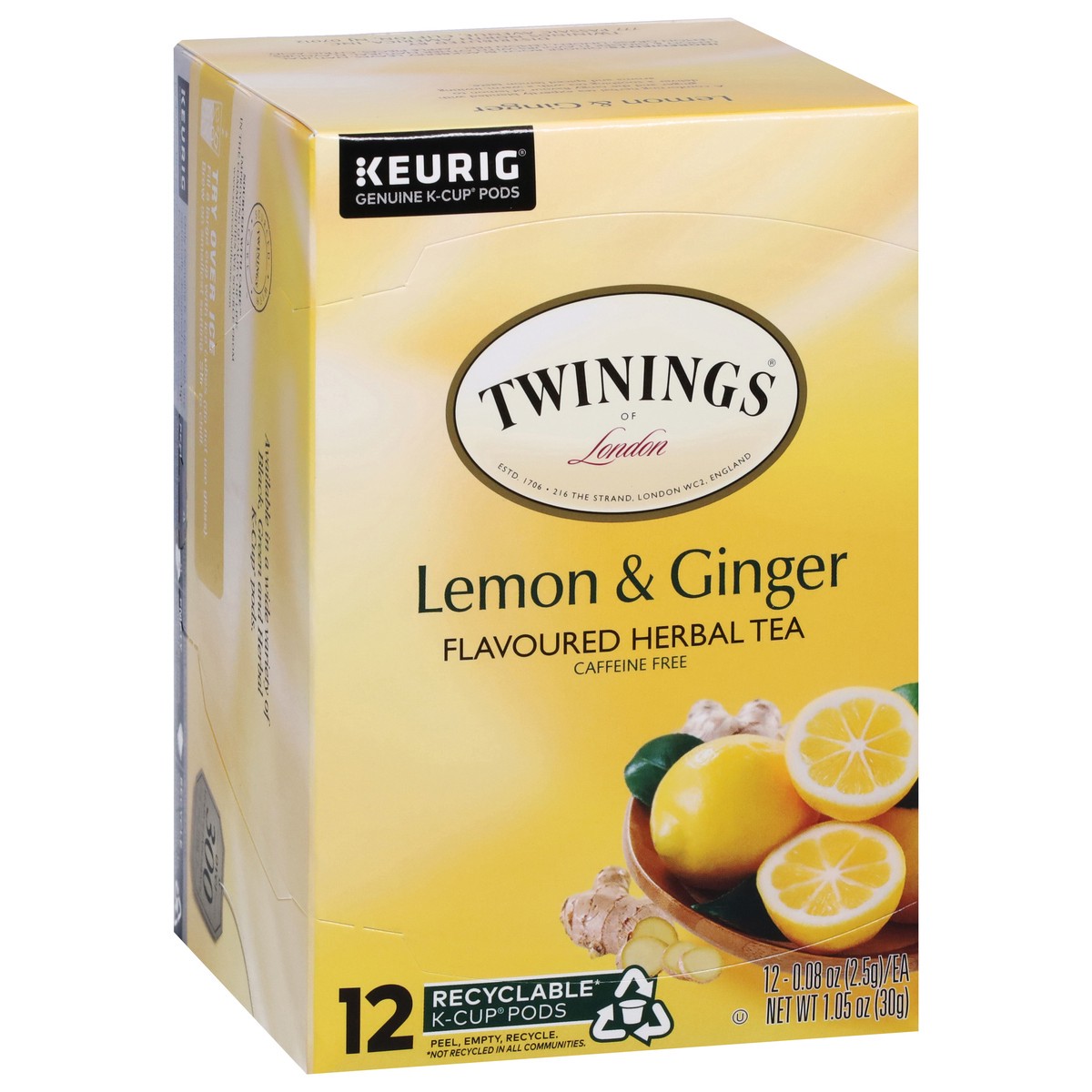 slide 2 of 9, Twinings K-Cup Pods Lemon & Ginger Flavored Herbal Tea Pods - 12 ct, 12 ct