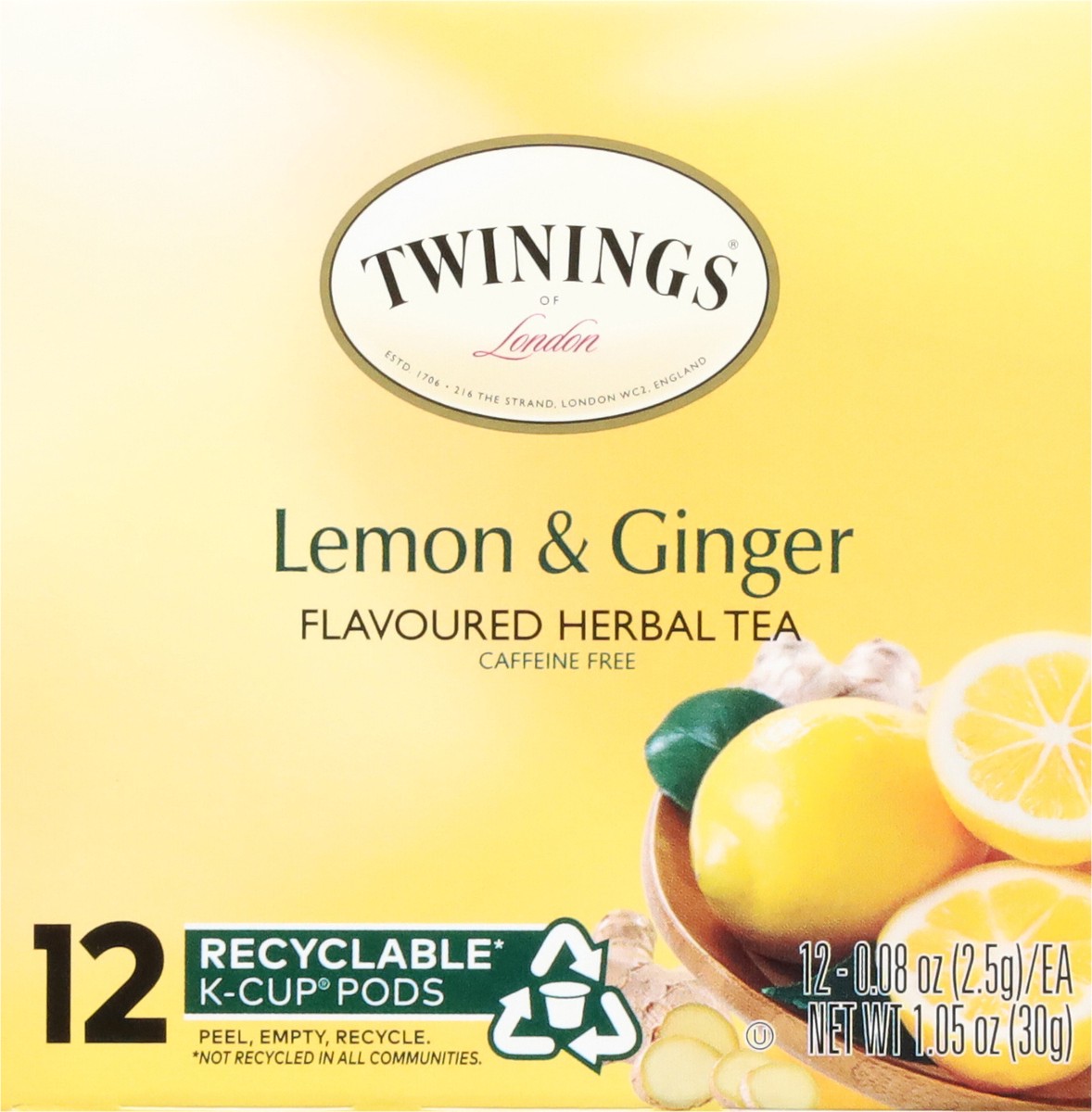 slide 4 of 9, Twinings K-Cup Pods Lemon & Ginger Flavored Herbal Tea Pods - 12 ct, 12 ct