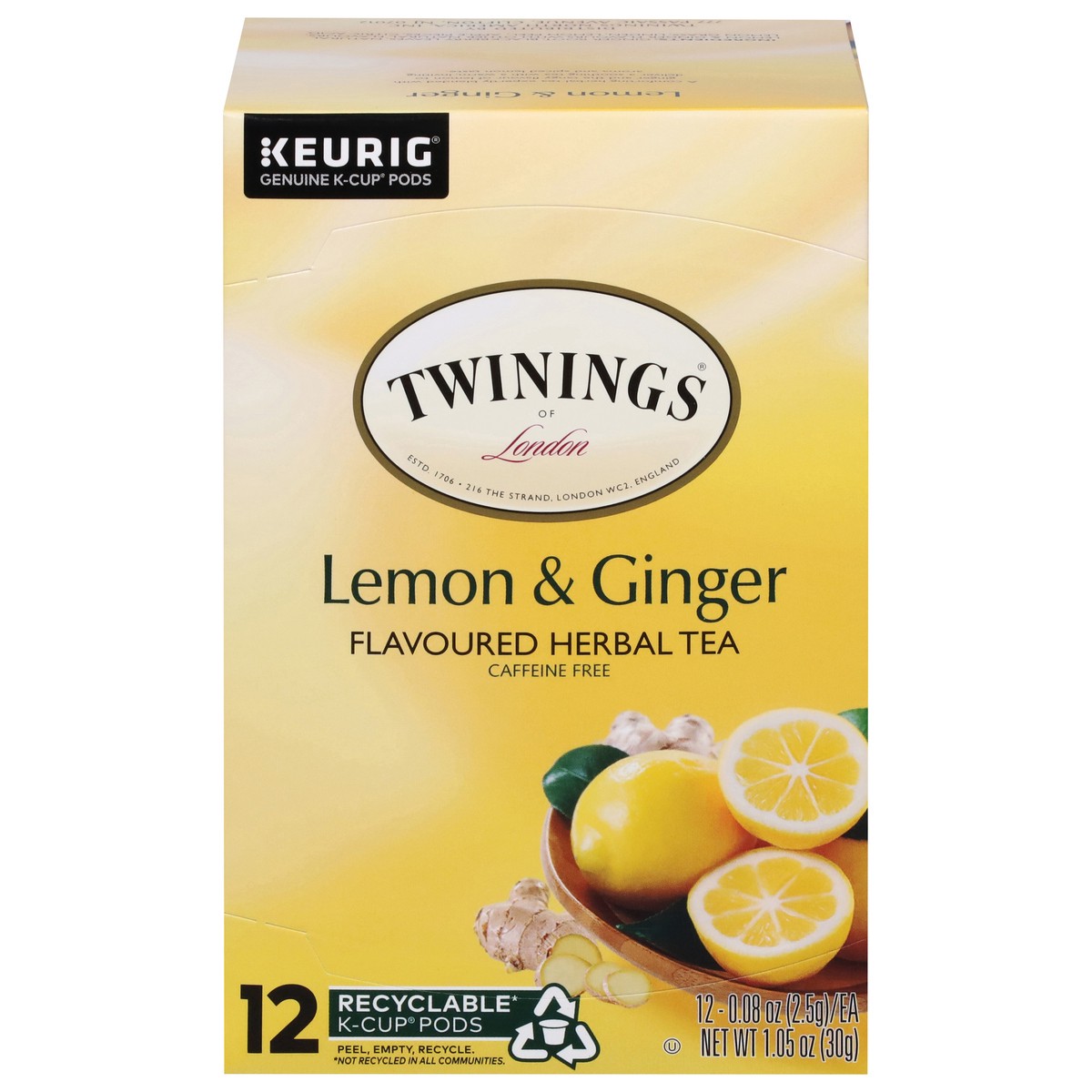 slide 1 of 9, Twinings K-Cup Pods Lemon & Ginger Flavored Herbal Tea Pods - 12 ct, 12 ct