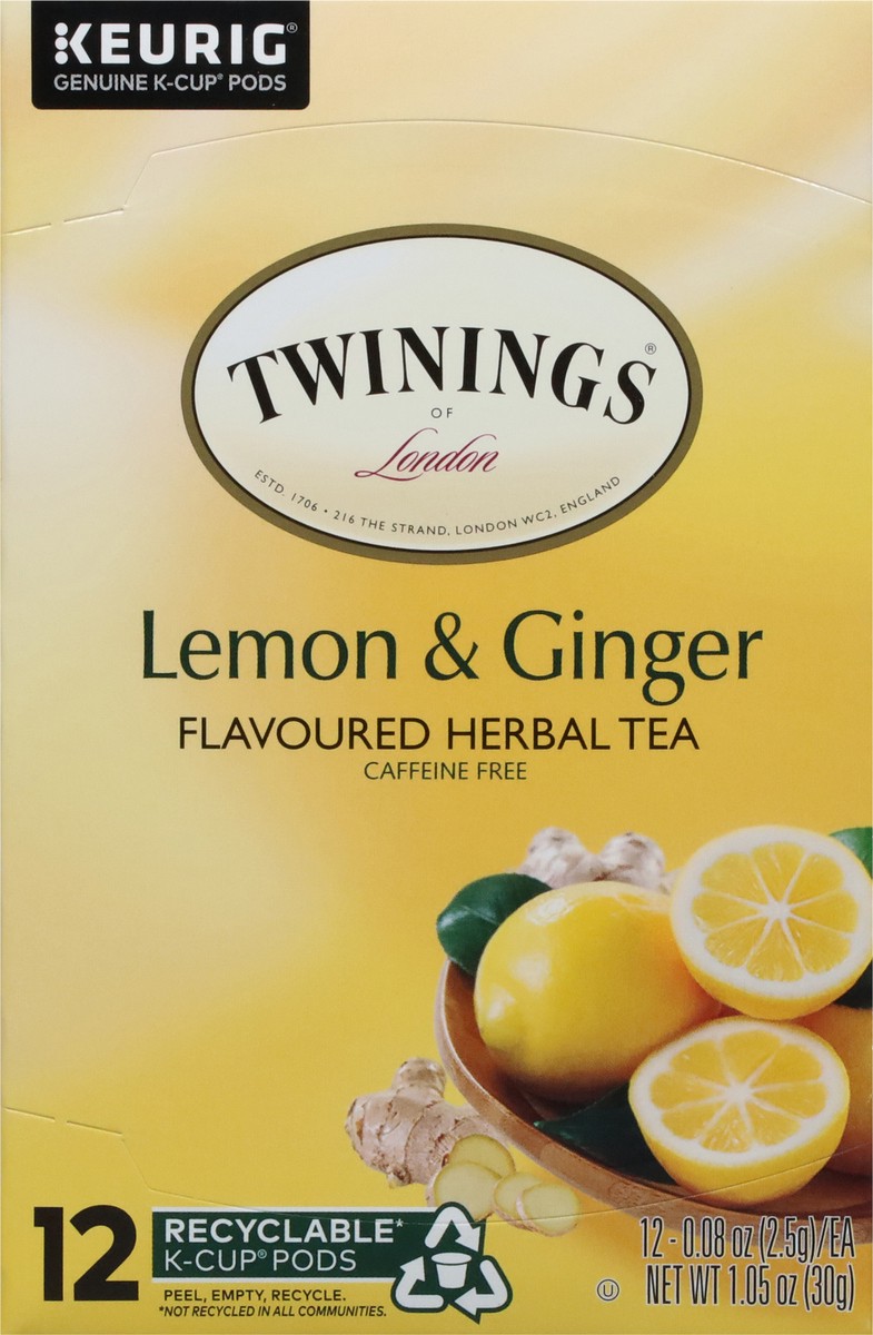 slide 6 of 9, Twinings K-Cup Pods Lemon & Ginger Flavored Herbal Tea Pods - 12 ct, 12 ct