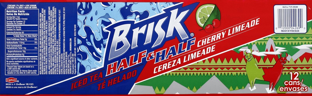 slide 6 of 6, Brisk Half & Half Cherry Limeade Iced Tea (12-12Fl Oz) 144 Fluid Ounce Pack, 144 oz