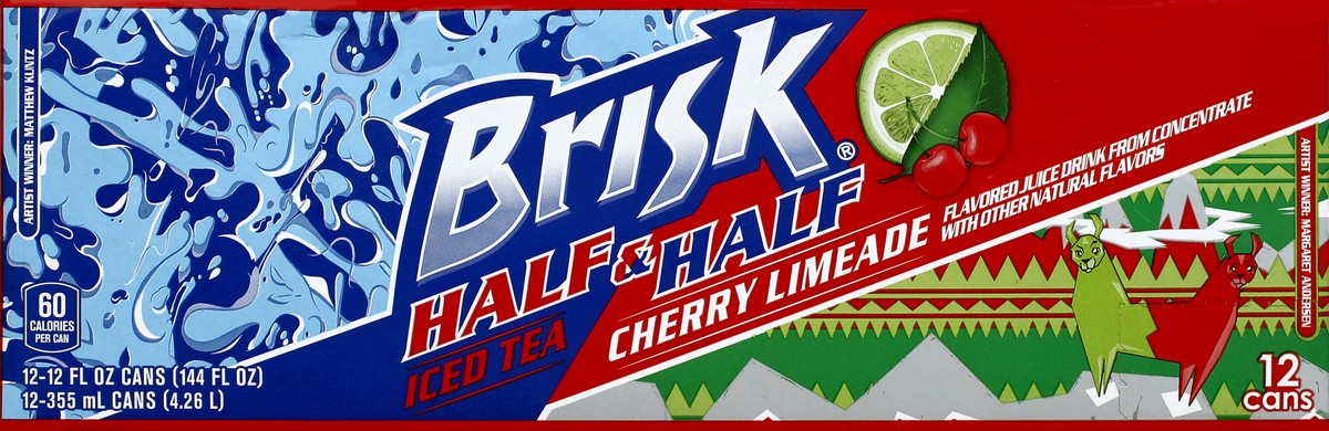 slide 4 of 6, Brisk Half & Half Cherry Limeade Iced Tea (12-12Fl Oz) 144 Fluid Ounce Pack, 144 oz