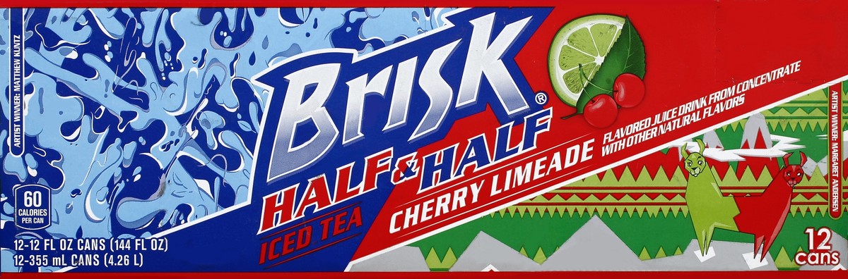 slide 5 of 6, Brisk Half & Half Cherry Limeade Iced Tea (12-12Fl Oz) 144 Fluid Ounce Pack, 144 oz