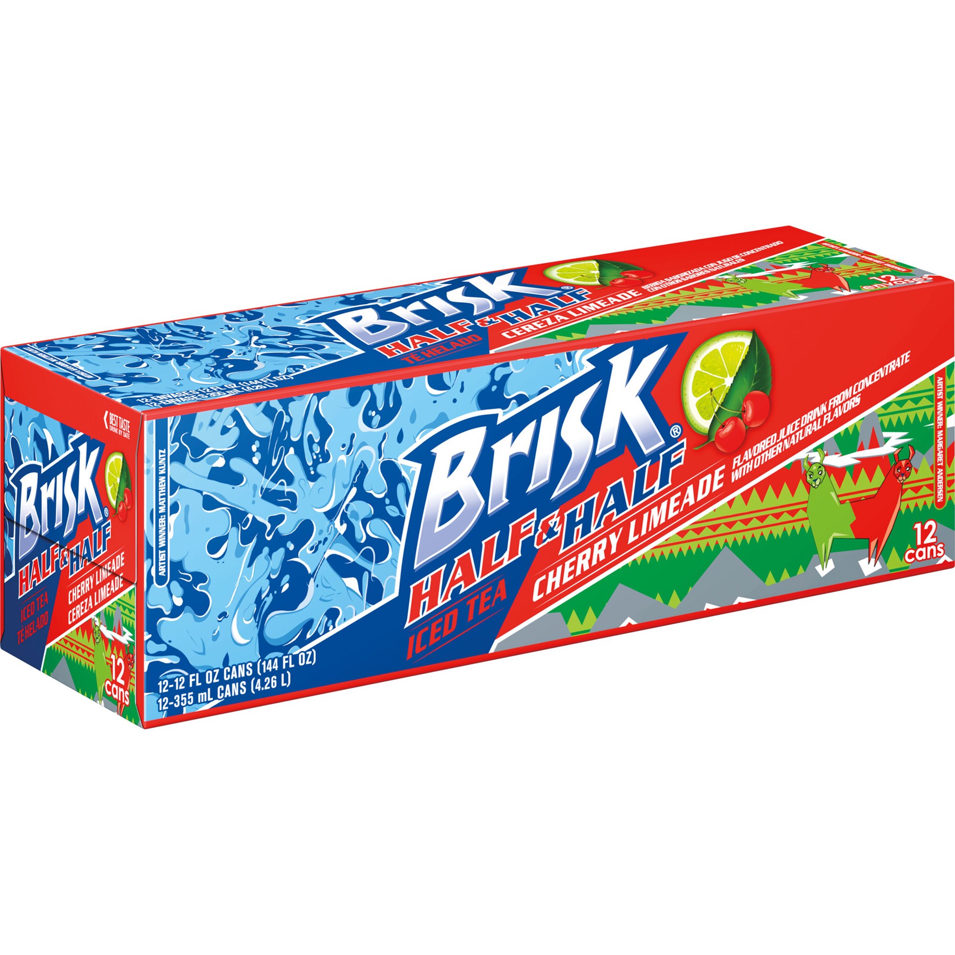 slide 1 of 6, Brisk Half & Half Cherry Limeade Iced Tea (12-12Fl Oz) 144 Fluid Ounce Pack, 144 oz