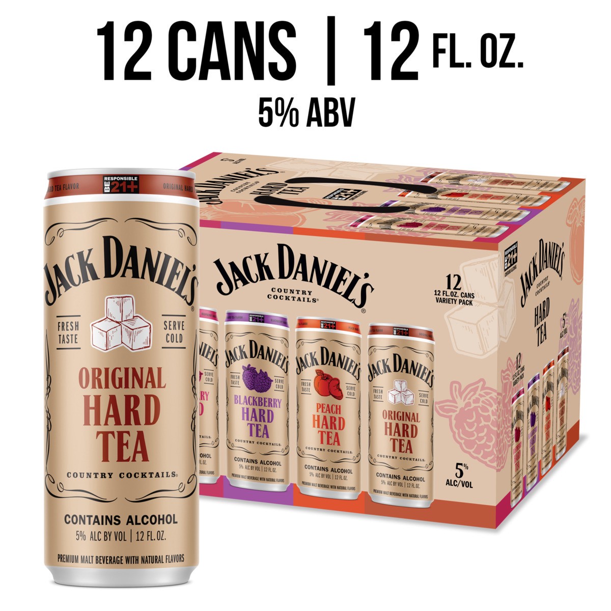 slide 1 of 2, Jack Daniel's Country Cocktails Hard Tea 12 - 12 fl oz Cans, 12 ct; 12 oz