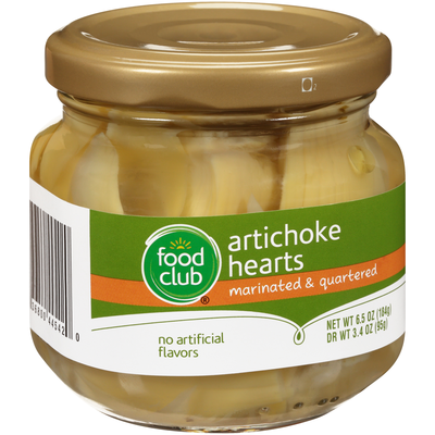 slide 1 of 1, Food Club Marinated & Quartered Artichoke Hearts, 6.5 oz