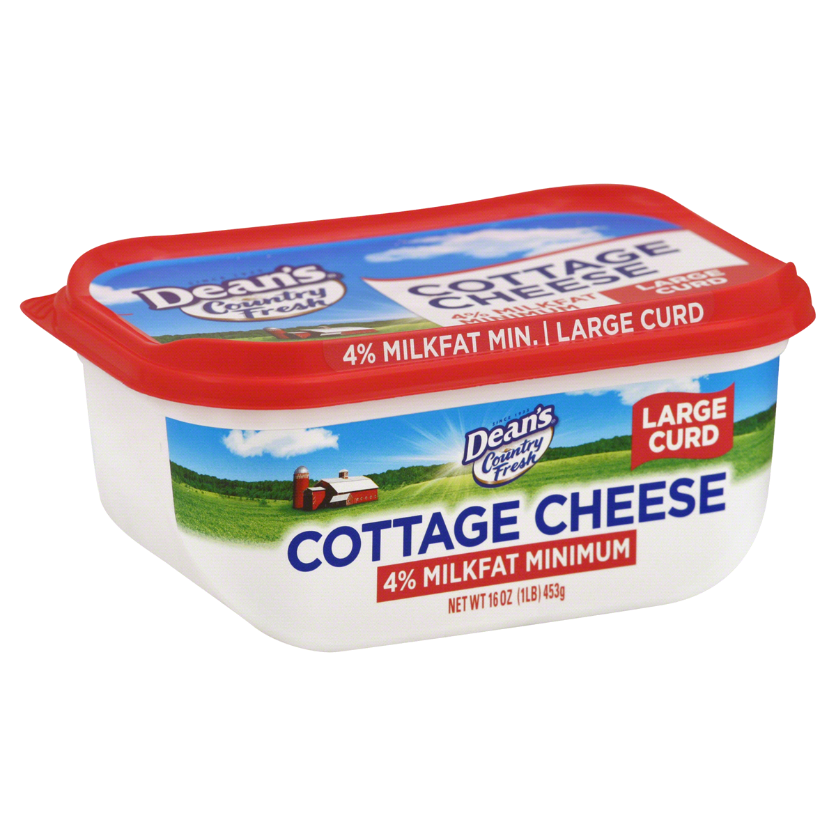 slide 1 of 1, Dean's 4 Milkfat Cottage Cheese Large Curd, 16 oz