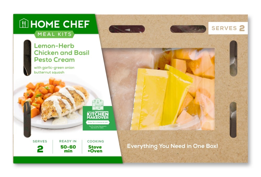 slide 1 of 1, Home Chef Meal Kit Lemon-Herb Chicken And Basil Pesto Cream With Garlic-Green Onion Butternut Squash, 39 oz