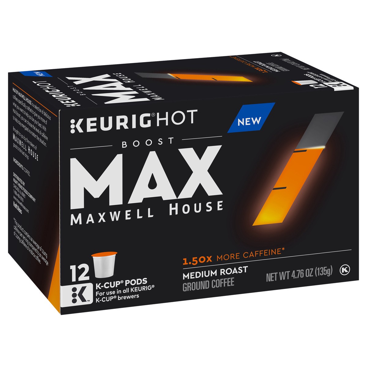 slide 2 of 12, Maxwell House Max Boost Medium Roast K-Cup Coffee Pods with 1.50X More Caffeine, 12 ct Box, 12 ct