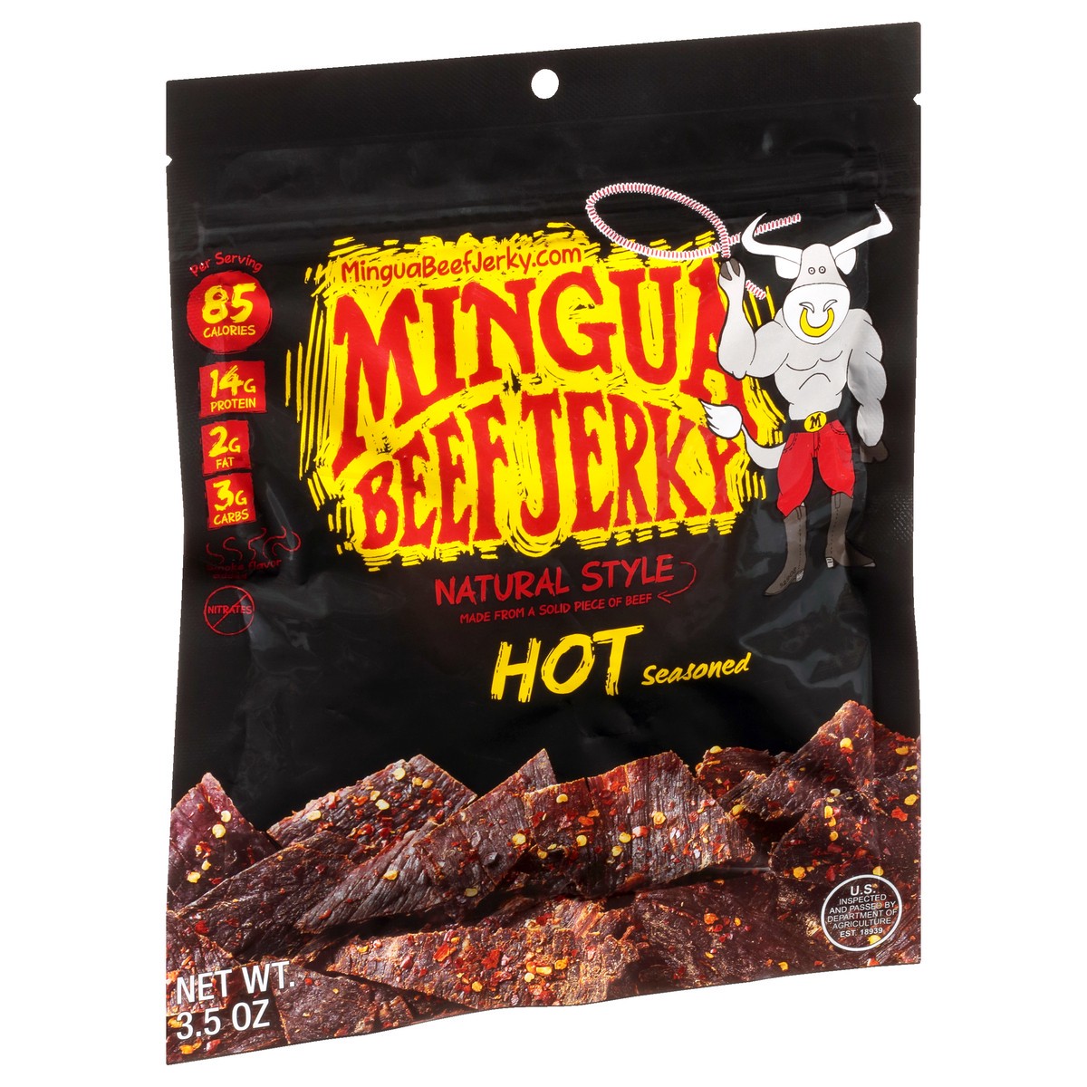 slide 5 of 10, Mingua Beef Jerky, Hot, 4 oz