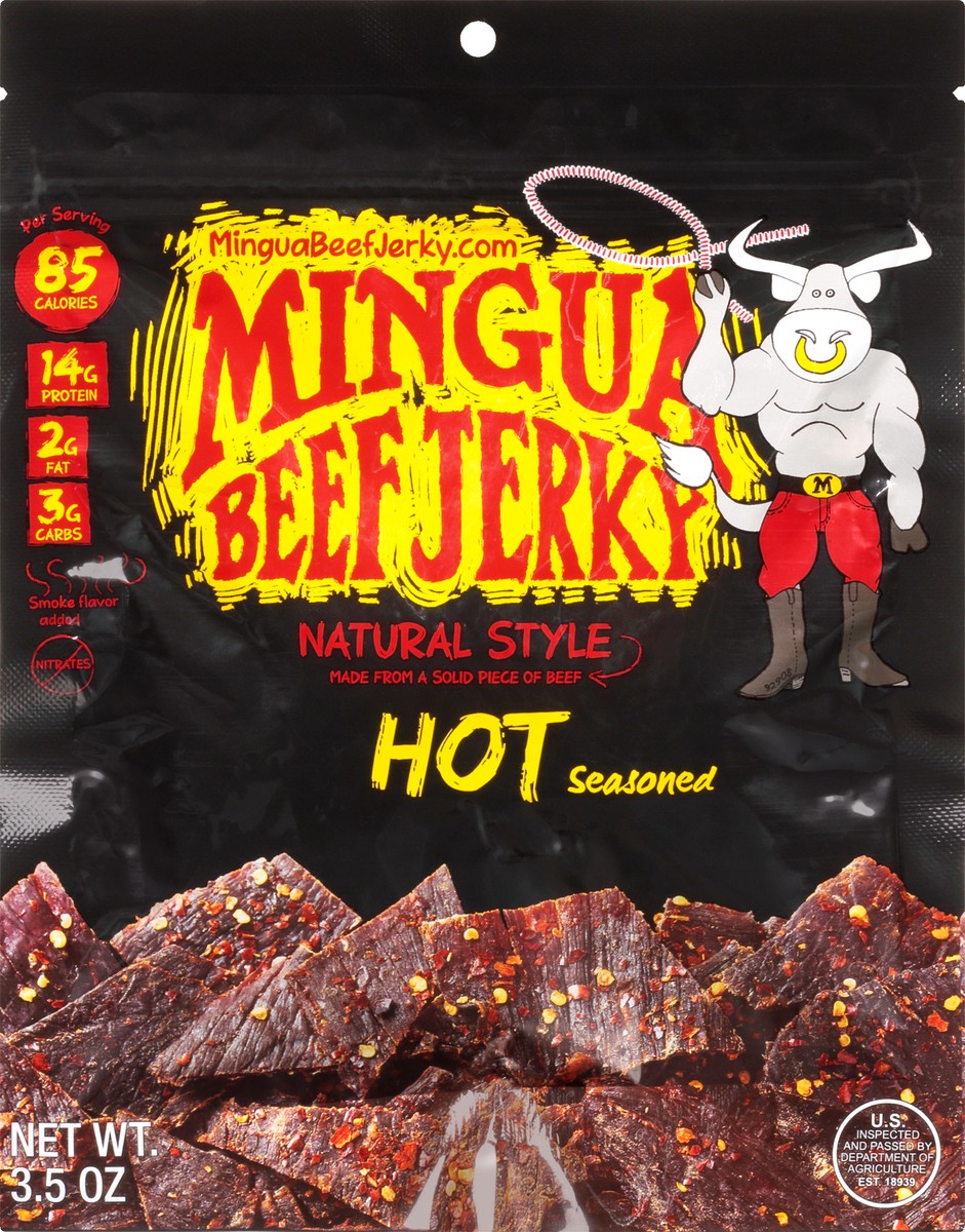 slide 4 of 10, Mingua Beef Jerky, Hot, 4 oz