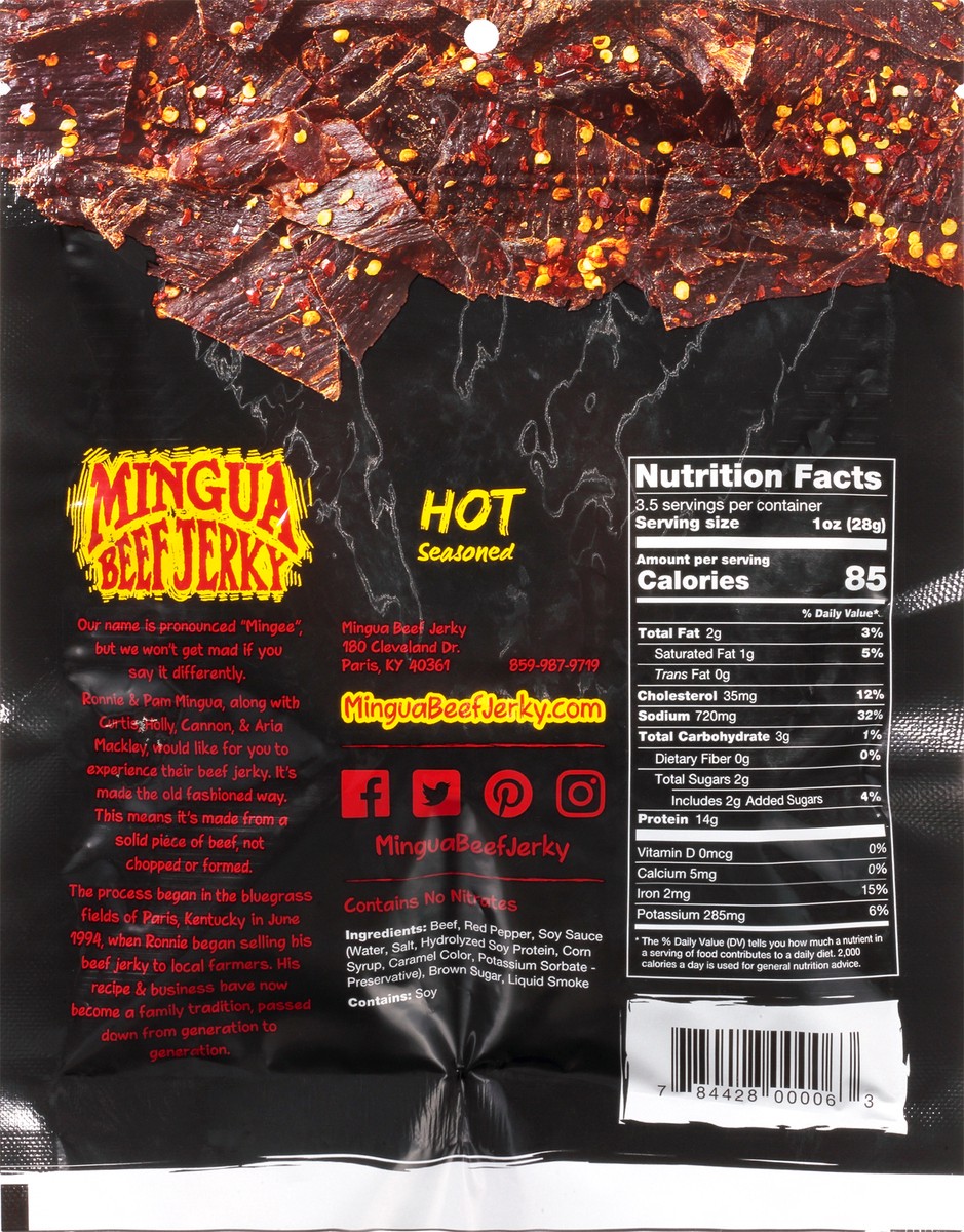 slide 2 of 10, Mingua Beef Jerky, Hot, 4 oz