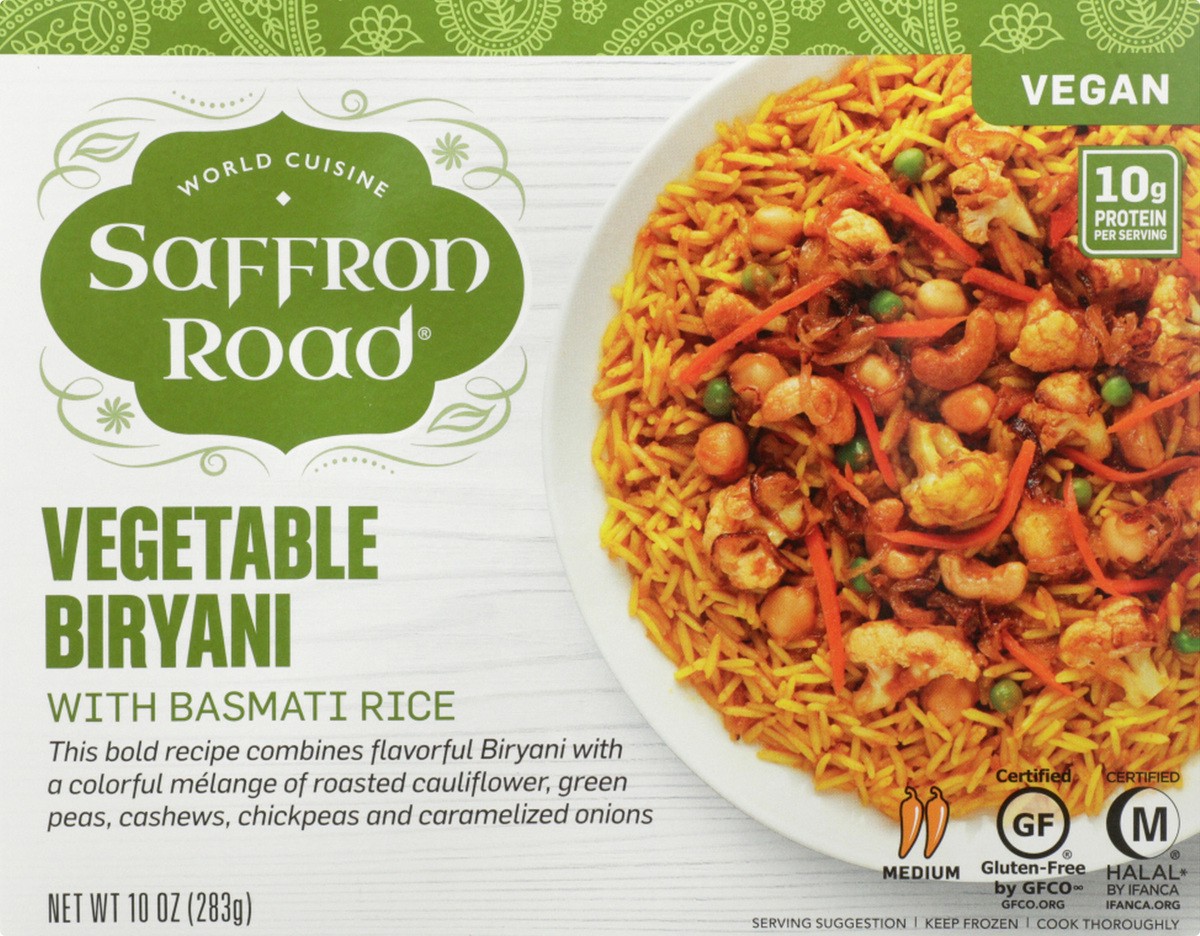 slide 1 of 1, Saffron Road Frozen Entree Halal Vegetable Biryani Medium Heat - 10 Oz, 10 oz