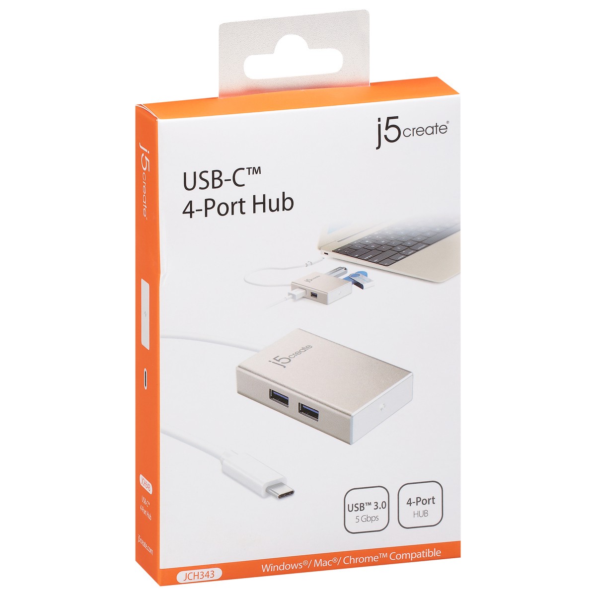 slide 9 of 9, j5create JCH343 USC-C 4-Port Hub 1 ea, 1 ct
