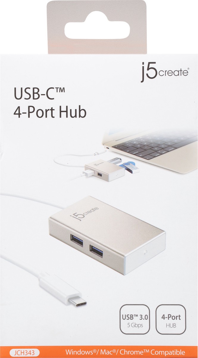 slide 4 of 9, j5create JCH343 USC-C 4-Port Hub 1 ea, 1 ct