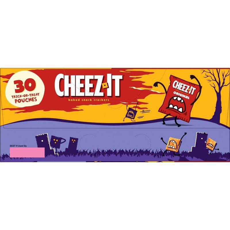 slide 5 of 5, Cheez-It Cheese Crackers, Baked Snack Crackers, Halloween Snacks, Original, 30oz Box, 30 Pouches, 30 oz